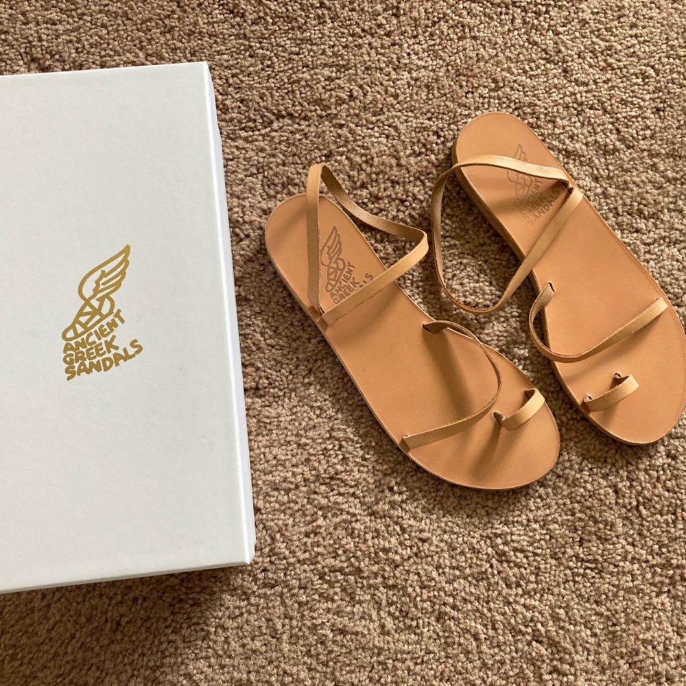Ancient Greek Eleftheria Sandals in Vachetta Natural Leather, size 39